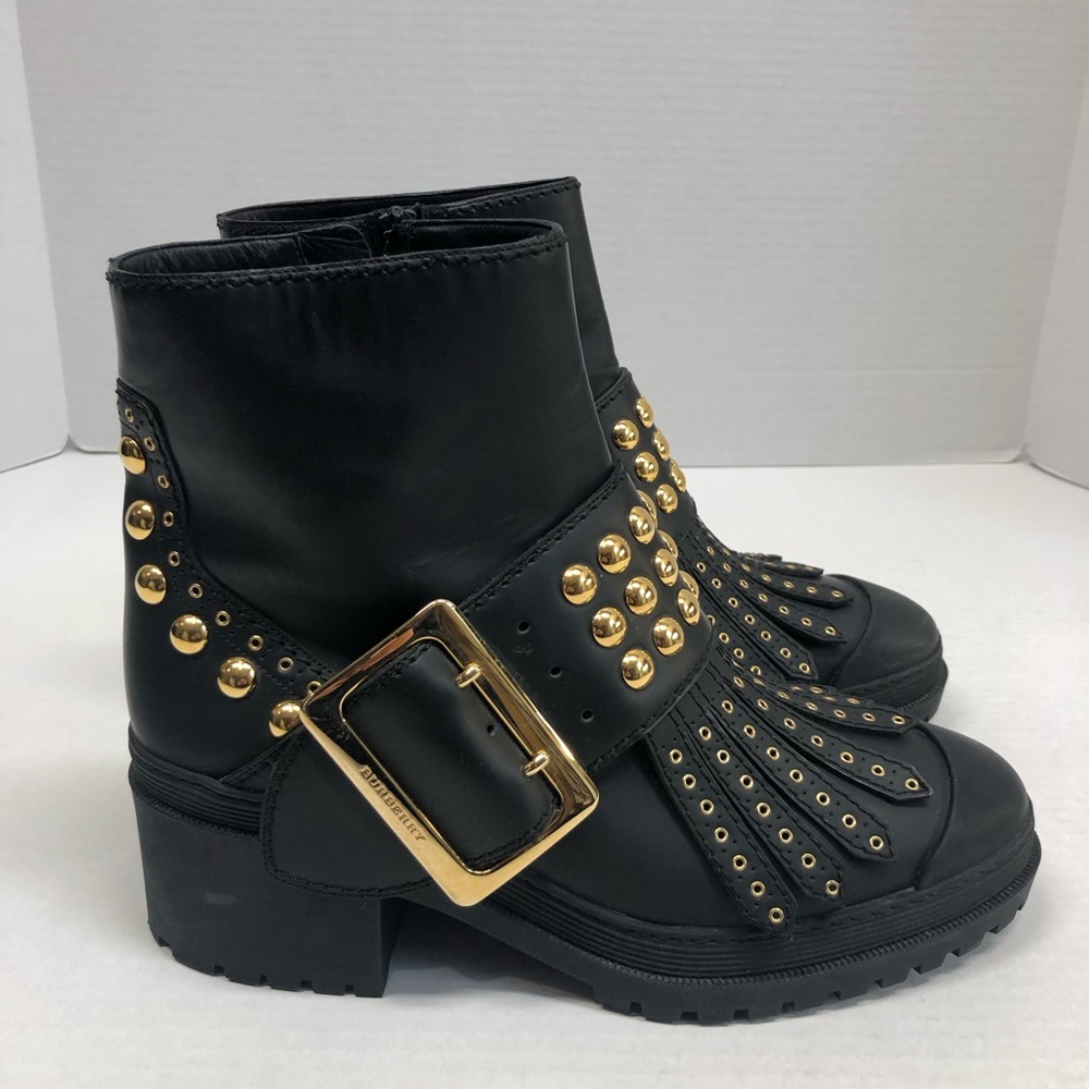 Burberry Whitchester studded buckle leather booties, EUC - Picture 9 of 16